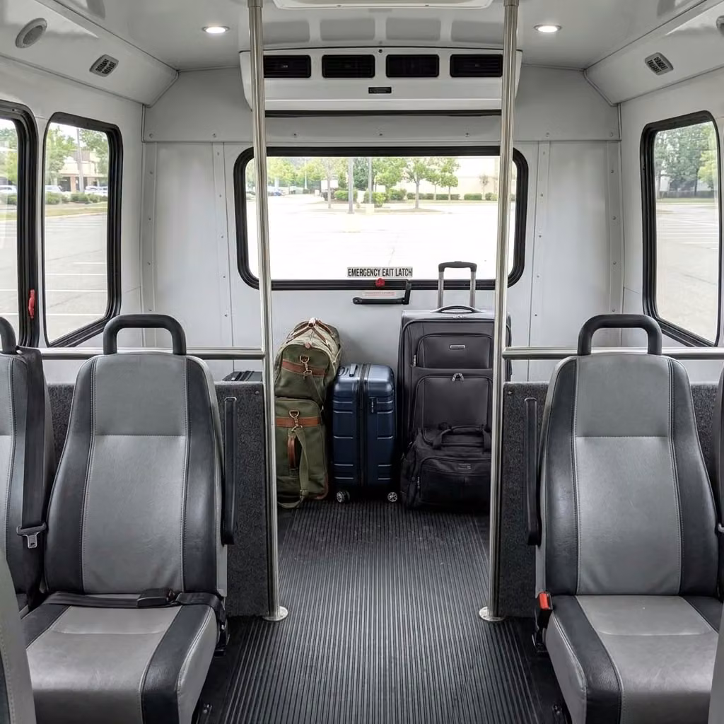 brighton 28 passenger minibus luggage area