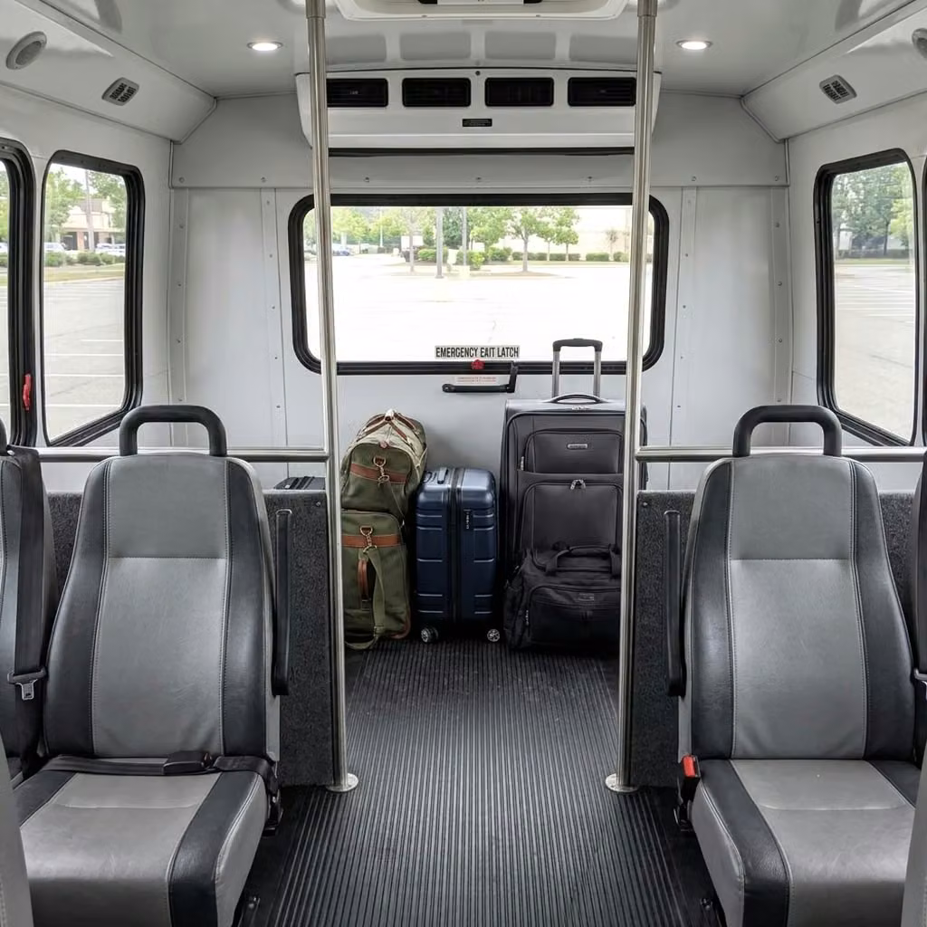 brighton 35 passenger minibus luggage area