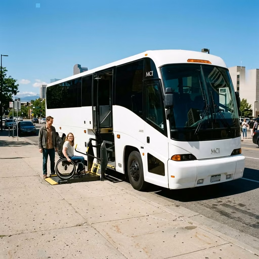 brighton 56 passenger charter bus wheelchair lift
