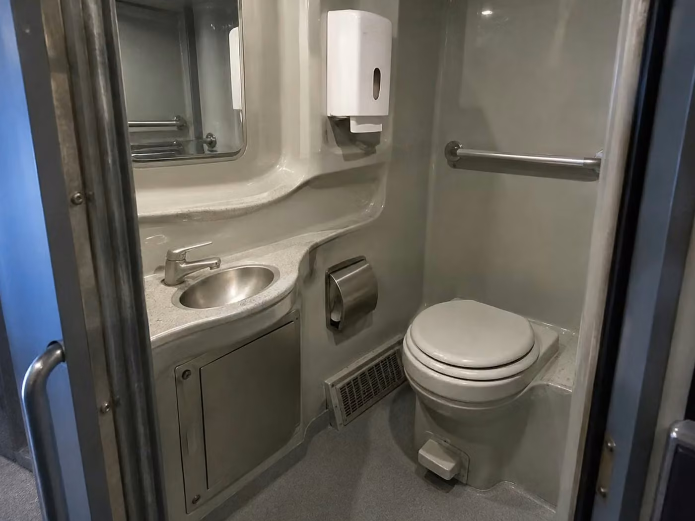 brighton charter bus onboard restroom