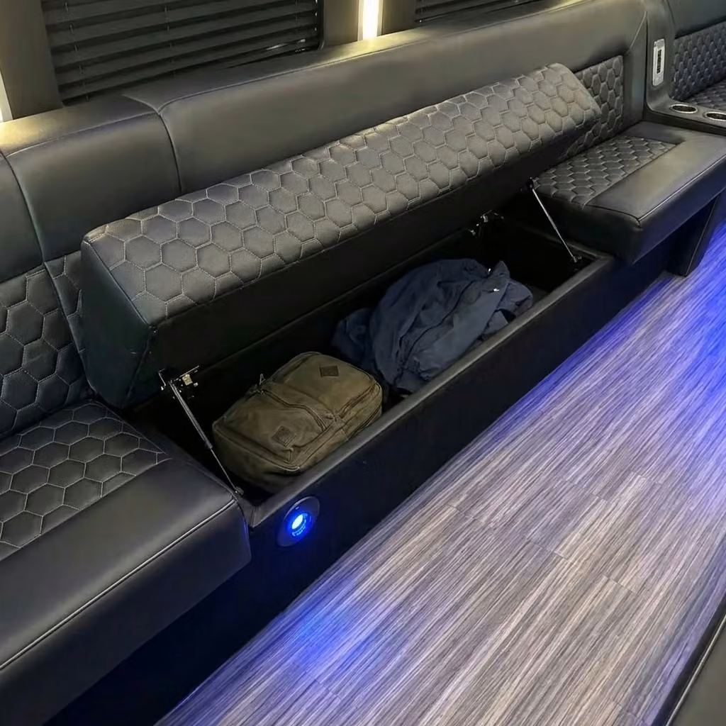 brighton party bus under seat storage