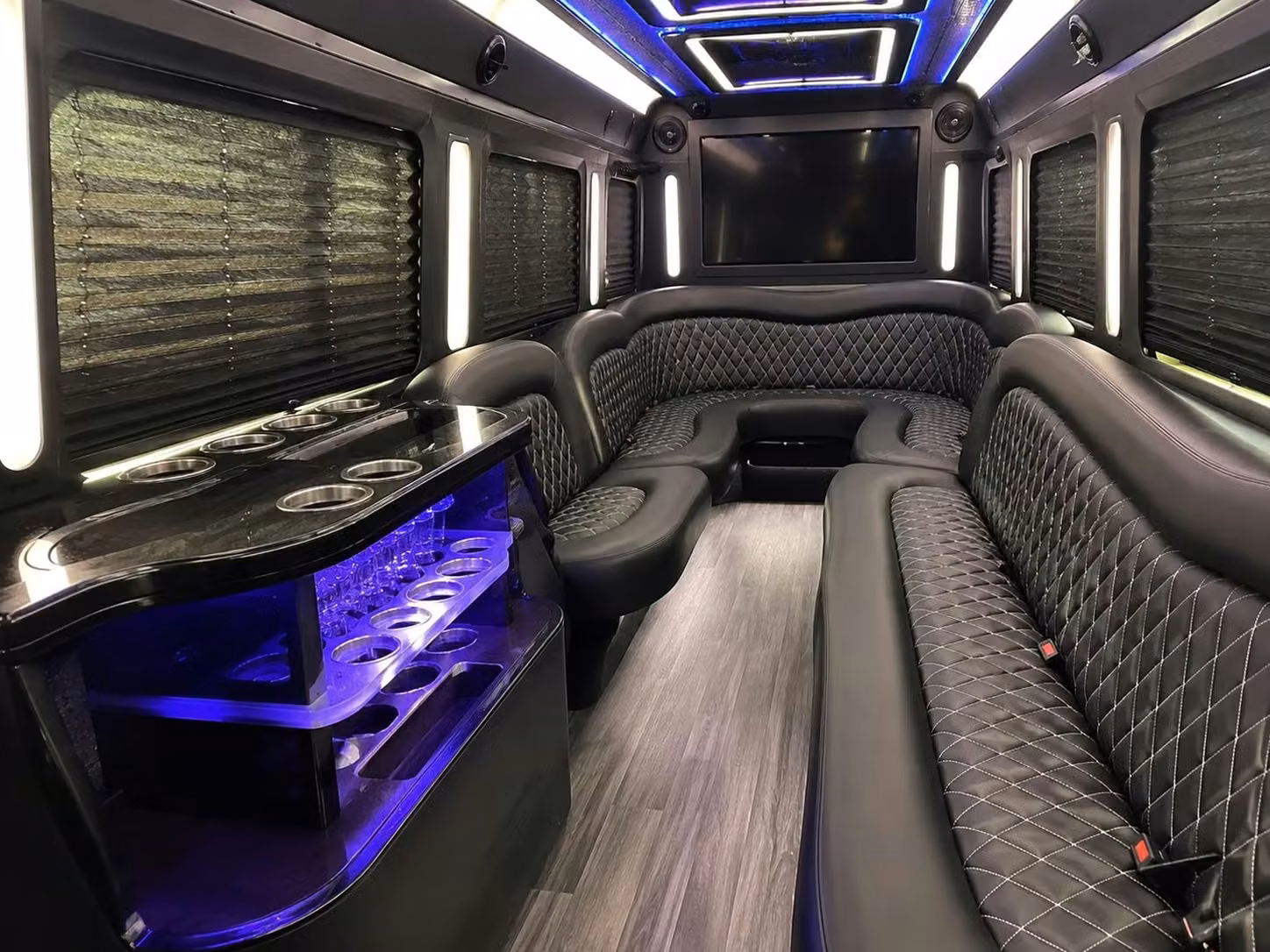 brighton prom party buses with led lighting bluetooth sound and leather seating