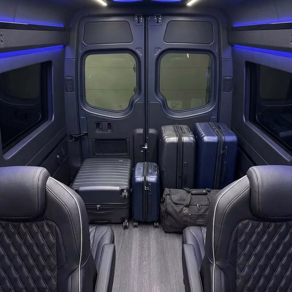brighton sprinter van rental with driver luggage area